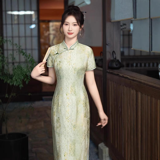 新中式复古名媛，印花连衣裙改良版旗袍GSJ9355 商品图3