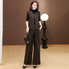 QYM 58C258507-Y时尚两件套裤高腰阔腿裤+木耳边褶皱马甲休闲套装 商品缩略图0