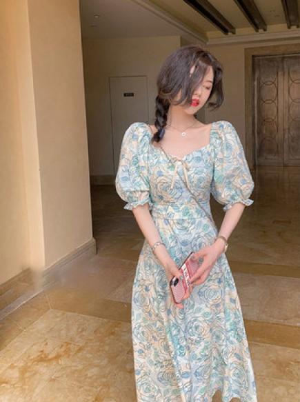 （清仓现货）【社群供V】法式高级气质茶歇长裙收腰设计感连衣裙混纺2 商品图0