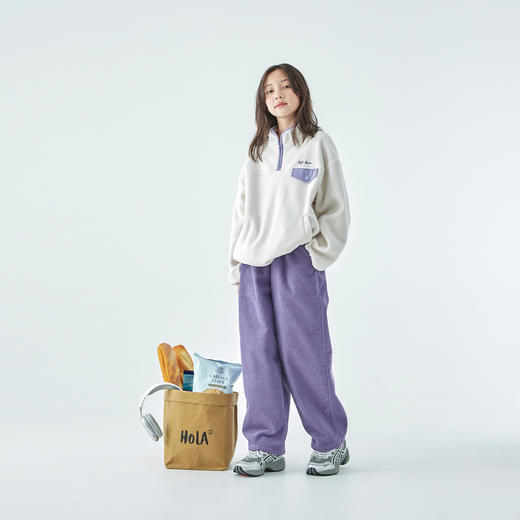 预售12.27发 棵初25年秋冬季新款亲子中大女童休闲灯芯绒裤全棉内绒保暖阔腿裤 商品图1