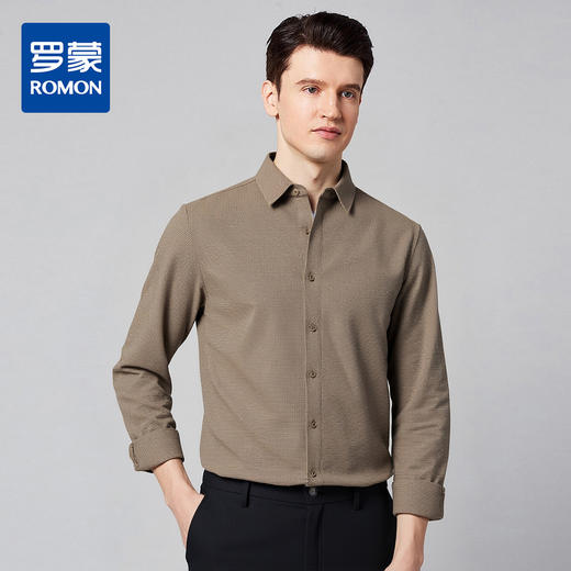 【含绵羊毛】罗蒙秋冬长袖衬衫男士职业通勤厚款舒适商务风长袖衬衣 商品图0