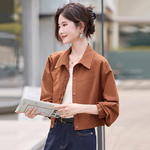 L25812025秋新款韩版宽松长袖上衣纯色设计感百搭休闲时尚外套 商品图2