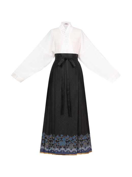 【花瓷】原创直领圆领对襟衫黑色马面裙女套装明制汉服 商品图4