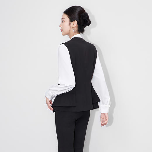 「高货wl」全新升级【铂金会员330/天猫449/差价119】(52953)洛诗琳手工串珠刺绣西装马甲2025秋季掐腰V领通勤无袖外套 商品图1