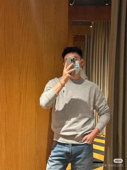 AM1爱心刺绣明星同款纯棉螺纹撞色情侣款卫衣 商品图4