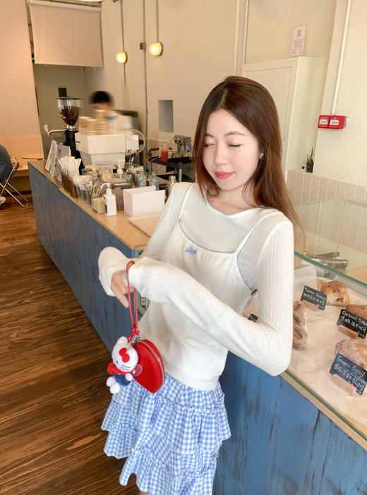 【129元任选2件】现货！芭蕾风真两件镂空修身针织T恤 商品图9