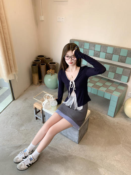 【129元任选2件】现货！学院风灰色拼接格纹假两件半身裙 商品图11