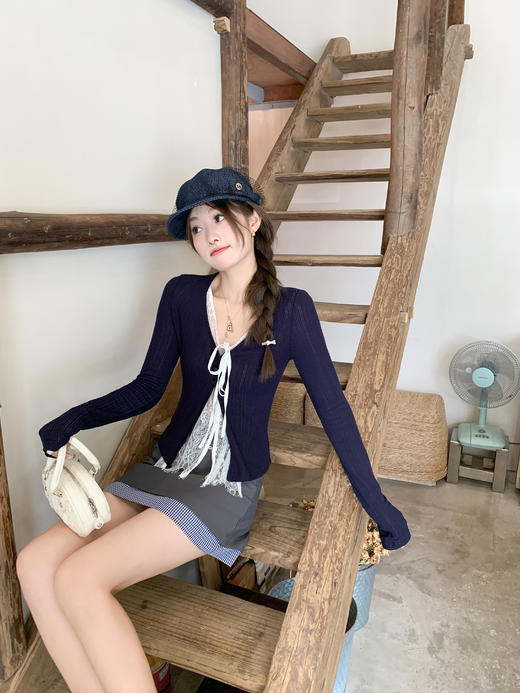 【129元任选2件】现货！学院风灰色拼接格纹假两件半身裙 商品图7