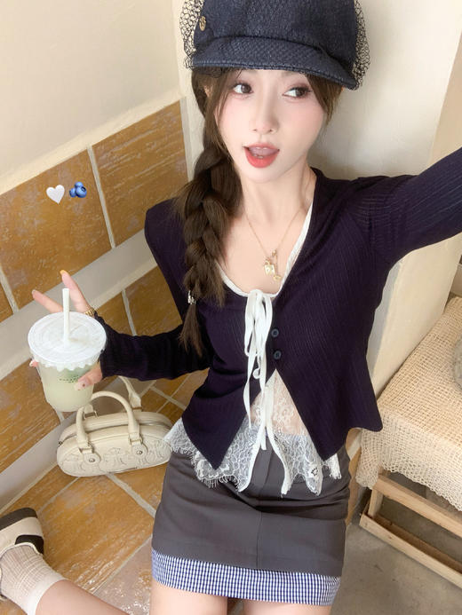 【129元任选2件】现货！学院风灰色拼接格纹假两件半身裙 商品图10