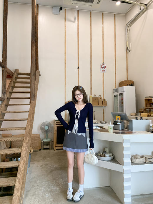 【129元任选2件】现货！学院风灰色拼接格纹假两件半身裙 商品图8