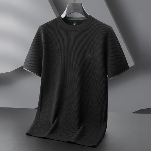【DPF】大依优型大码男装短袖毛衣新款半袖毛线衣男加大码竖条纹打底衫胖子圆领内搭 商品图7