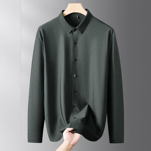 【超大码】【DDS】大依优型大码男士衬衫长袖条纹衬衣翻领商务宽松加肥加大男秋季新款免烫抗皱300斤可穿 商品图5