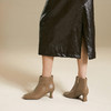 【静音系列】千百度粗高跟羊皮靴时装靴女通勤短靴子A25587070 商品缩略图4