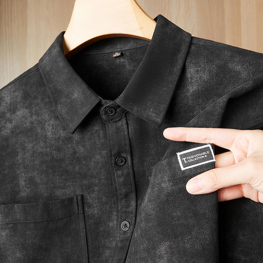 【超大码】【DDS】大依优型纯棉大码衬衫男士长袖衬衣翻领时尚秋季新款印花工装衬衫加肥加大宽松免烫抗皱300斤 商品图2