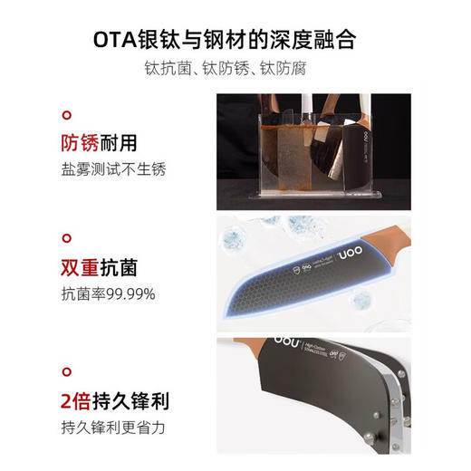 OOU刀具套装6件全套切片刀砍骨刀水果刀菜刀不锈钢套装组合女士鹿钛 OPD抗菌+银钛防锈 鹿系列6件套 商品图5