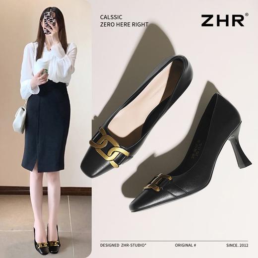 ZHR则则精致高跟鞋细跟通勤鞋高级尖头浅口单鞋性感气质女鞋耐磨 商品图2