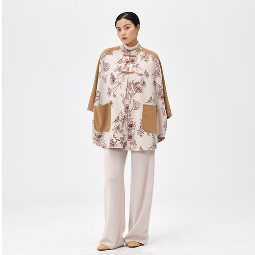 羊绒双面呢格桑花中式领斗篷  SJF97W350N 商品图3