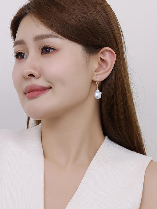 【挚友限定】线条耳扣款-18K金巴洛克珍珠挂珠 商品图1
