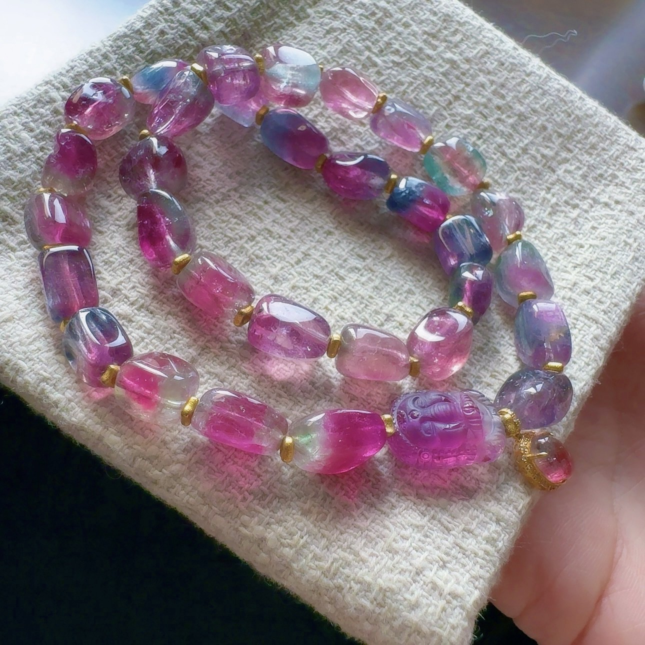 多圈西瓜原石碧玺手串