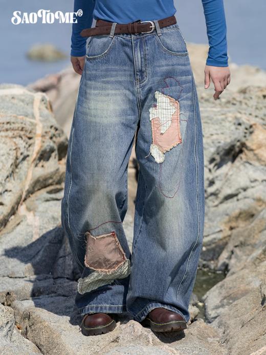 早乙女惠子saotome/STMKZ13398/水洗飞乌贴布绣牛仔裤 商品图0