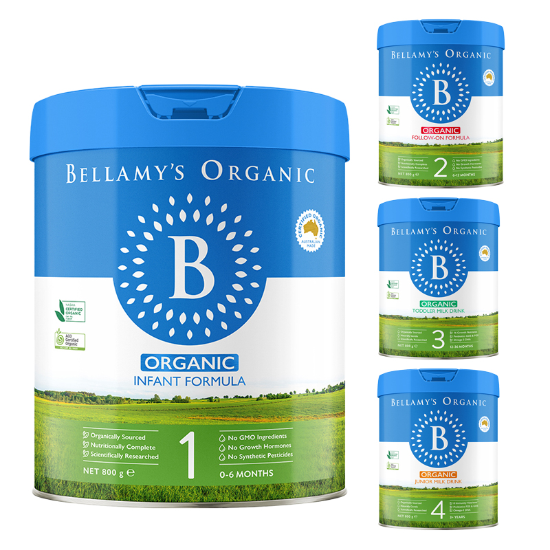 【保税】澳洲贝拉米有机 1段2段3段4段 婴幼儿配方奶粉900克 铁罐装 国内现货