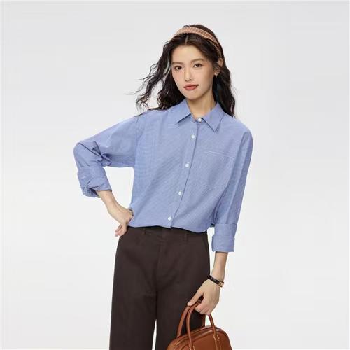 佐丹奴女装25年商场同款牛津纺单口袋长袖衬衫05345018 商品图3