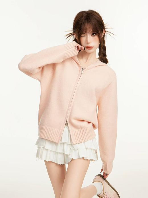 【孤品捡漏】（微脏样衣）G97桔粉连帽针织毛衣-喜出 商品图2