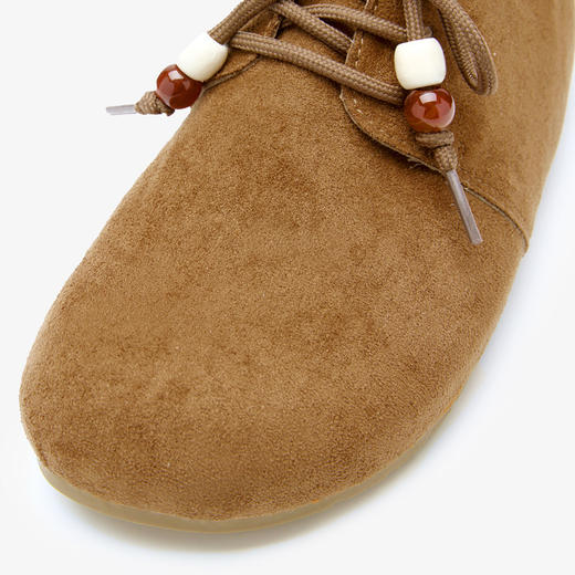 【限时秒杀】西遇平底勃肯鞋女新款秋季复古百搭袋鼠鞋圆头软底系带小皮鞋V1857061 商品图5