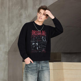 半身缘男装 秋季高棉舒适潮流个性印花圆领卫衣253212P04510039