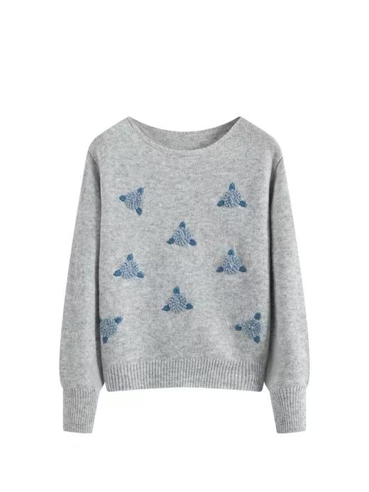 【孤品捡漏】G64灰色山茶花盘花刺绣毛衣-喜出 商品图1