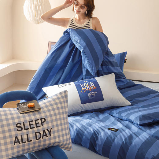 【加倍生活】 新款ins慵懒风撞色系 全棉三件套/四件套 商品图4