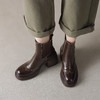 阿么手工女鞋新款一脚蹬高跟短靴女英伦风超软真皮切尔西靴7.5CM 商品缩略图2
