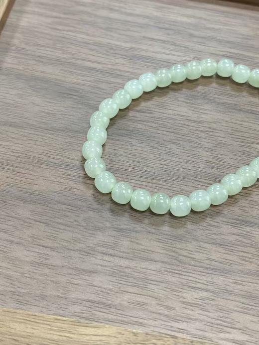 【于田产和田玉帝王青苹果珠手串】规格6mm，出证书，发货1~5天，48小时鉴赏期 商品图2