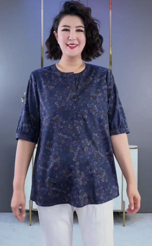 【孤品捡漏】G107兰花圆领半袖雪纺衫-喜出 商品图0