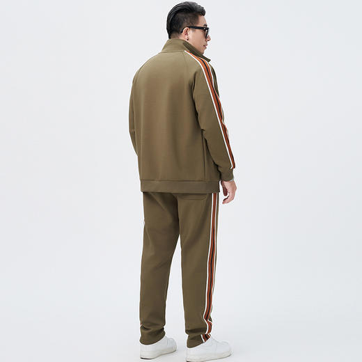 【DMH】大依优型大码男士开衫套装300斤秋季新款美式潮流开衫卫衣立领外套直筒长裤条纹宽松男式休闲套装300斤 商品图3