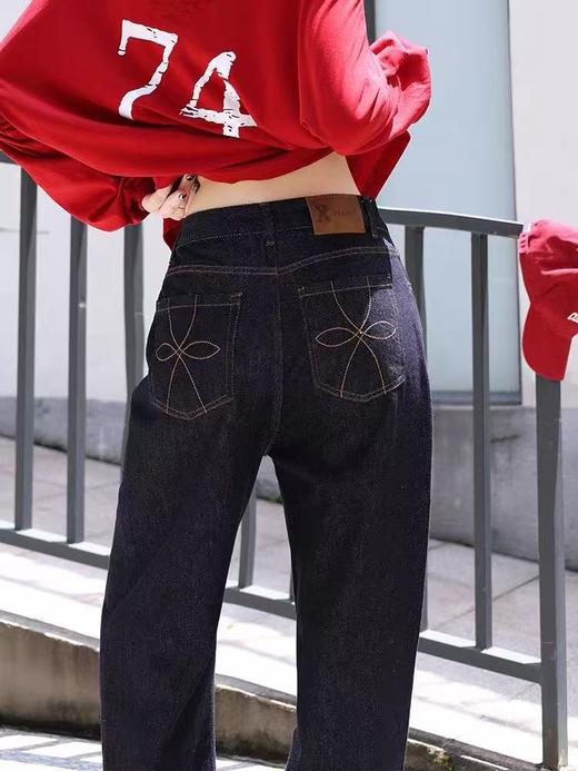 【孤品捡漏】（样衣）G712丹宁色牛仔春秋直筒裤-喜出 商品图3