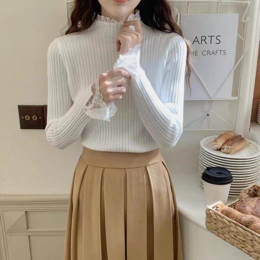 【孤品捡漏】（微脏，介意勿入）G104白色拼蕾丝打底衫-喜出 商品图4