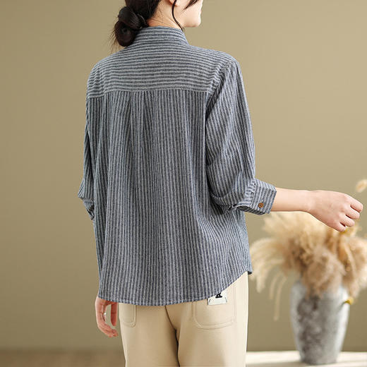 GYH 9532条纹衬衫翻领休闲宽松显瘦韩版长袖衬衣 商品图3