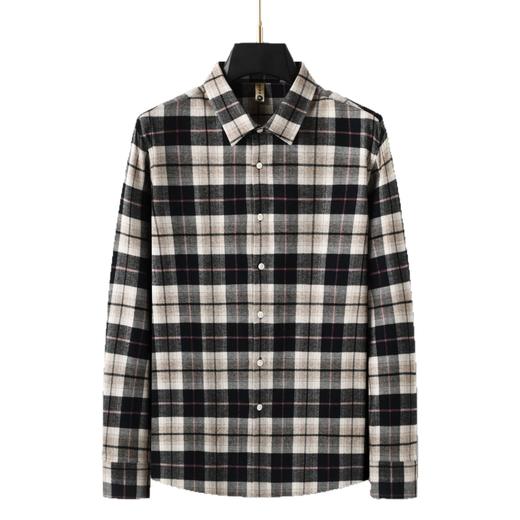 【100%棉】【DG】大依优型大码男装新款长袖衬衫格子衫男加肥加大码时尚休闲方领格子纯棉长袖 商品图4