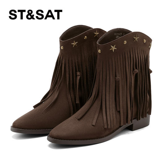 星期六美拉德复古流苏牛仔靴SSD4116C3U 商品图8