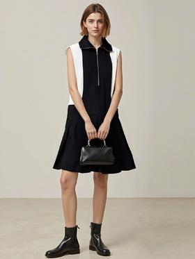 33S1J60051#色布拼色拉链连衣裙