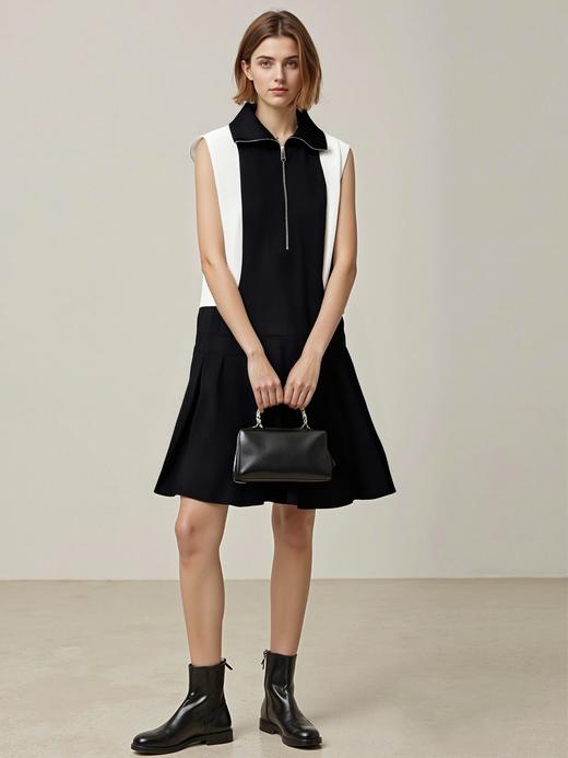 33S1J60051#色布拼色拉链连衣裙 商品图0