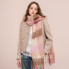【臻暖围巾】三彩2025新款温柔系粉白浅格纹流苏拉毛保暖松弛女 商品缩略图1