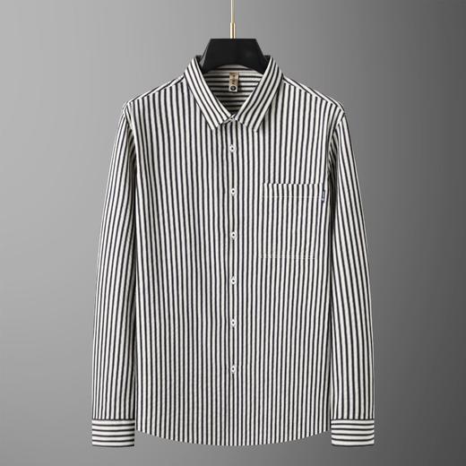 【DG】大依优型大码男装长袖衬衫新款男士宽松时尚加肥加大码商务休闲方领条纹长袖 商品图2