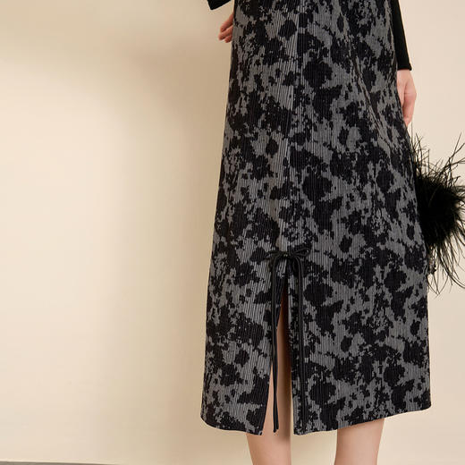 三彩【晕墨流年】2025冬季新款新中式半身裙高腰直筒长裙女 商品图2