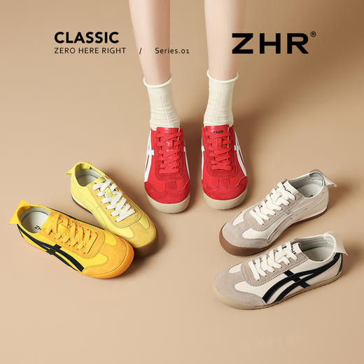 ZHR软底轻便德训鞋女夏季新款2025平底小众经典撞色一脚蹬小白鞋 商品图0