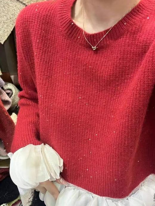 【孤品捡漏】G141红色花瓣针织毛衣-喜出 商品图1