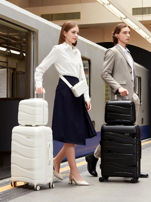 摔不烂行李箱时尚轻便PP拉杆箱20寸行李箱简约拉链登机箱万向轮 商品图1