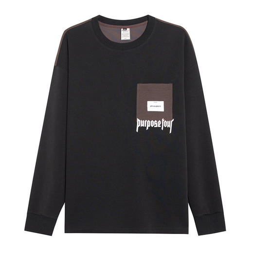 【DMH】大依优型大码男装休闲卫衣拼接印花口袋圆领长袖本布下摆宽松日系潮牌 商品图4