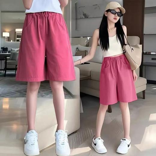 【孤品捡漏】G114女童玫红水洗棉五分短裤-喜出 商品图0